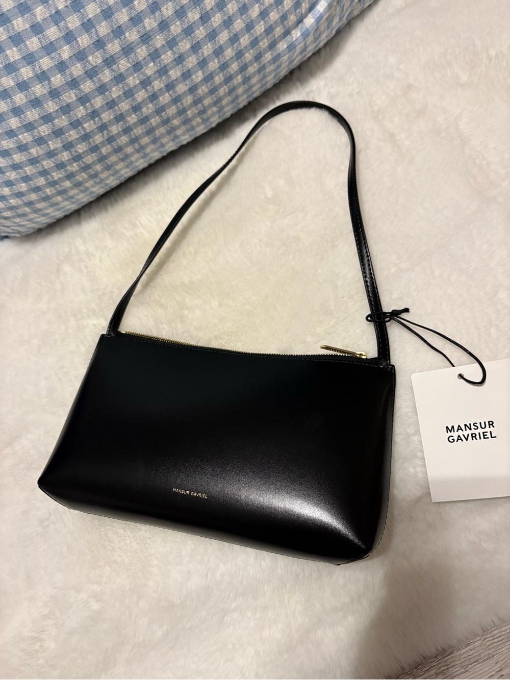 Mansur Gavriel Gaia Black Leather Shoulder Bag - Picture 3 of 9